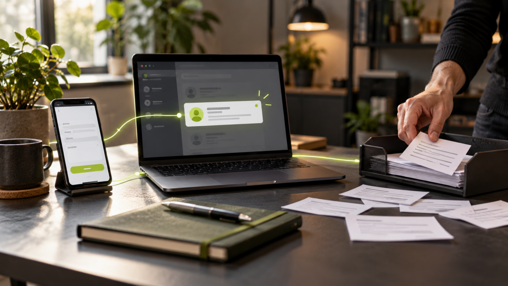 Смартфондағы нысан, ноутбуктегі өтінім карточкасы және қағаз өтінімдер